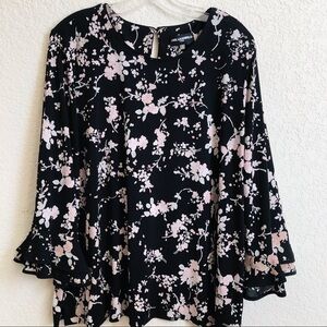 Karl Lagefeld Floral Print Bateau Neckline Blouse